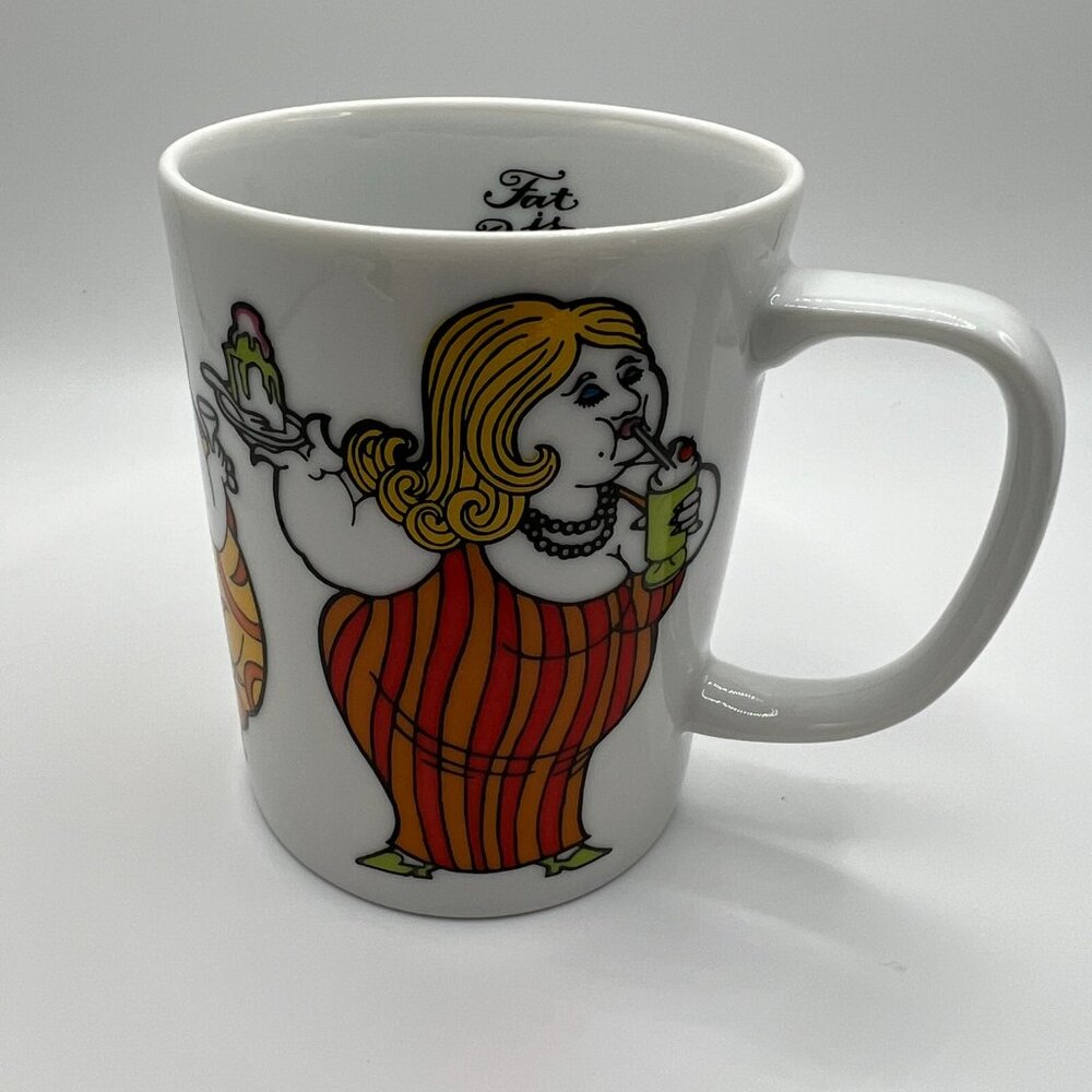 Fitz & Floyd Fat is Beautiful Coffee Mug Cup Curvy Women Body Positive‎